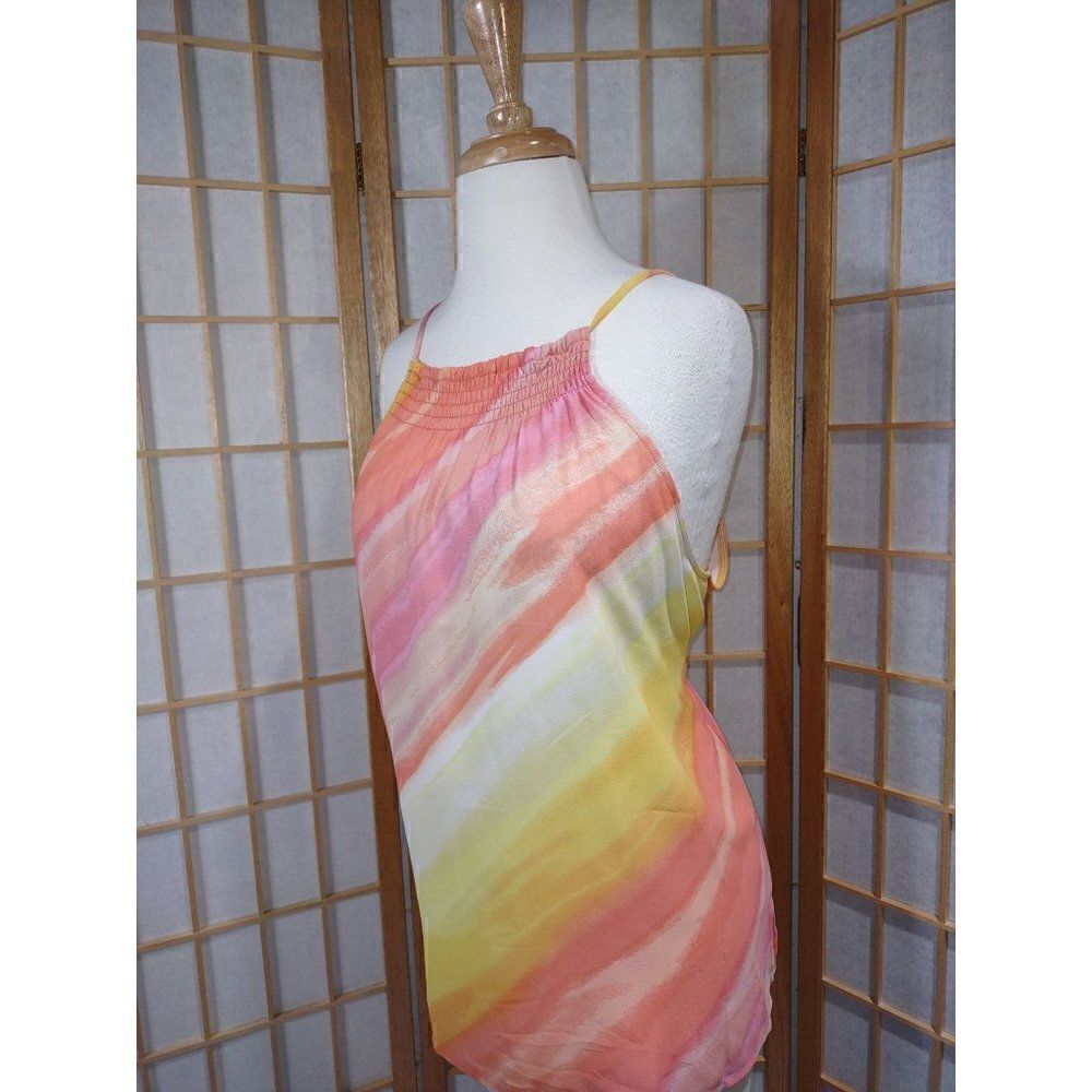 Soho Jeans Lg Pastel Ombre Halter Tank Top Lined Sleeveless Summer Blouse